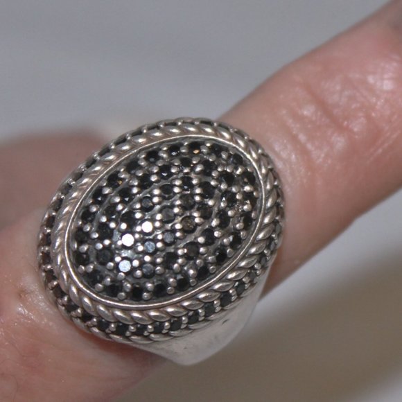 Genuine 2 carat + Black Diamond 925 Sterling Statement Cocktail Ring - Picture 2 of 15